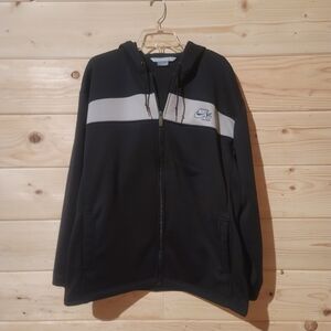 Vintage Nike Black Hoodie with Gray Stripe Size M 26x29
